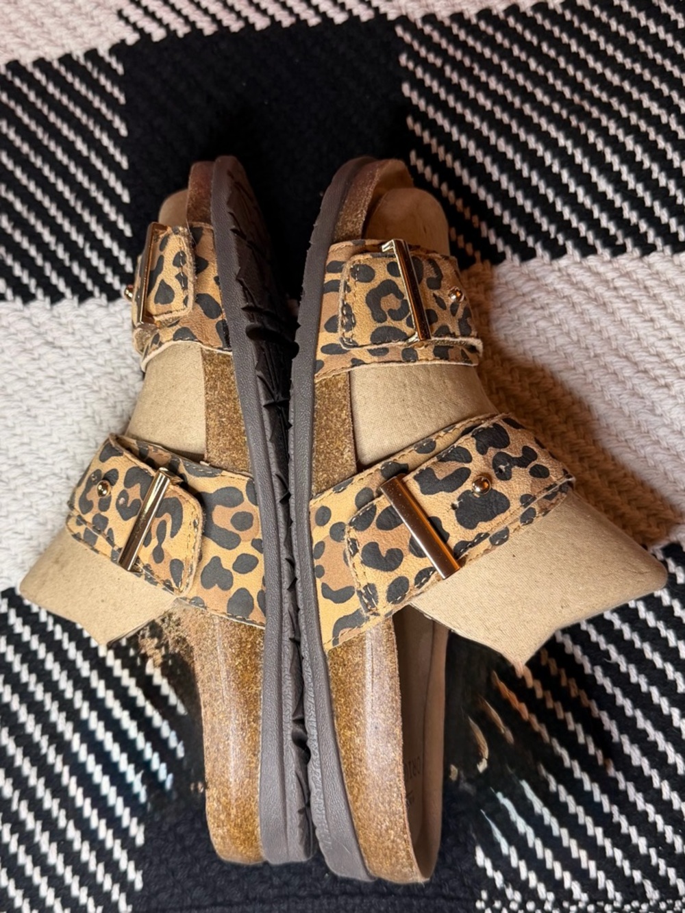 Earth Origins Leopard-Print Double Strap Slide Sandals - Tan/Black - Picture 4 of 8